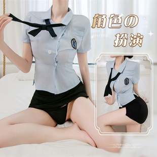 花俏性感情趣内衣女警制服纯欲诱惑火辣套装小胸显大激情免脱代发